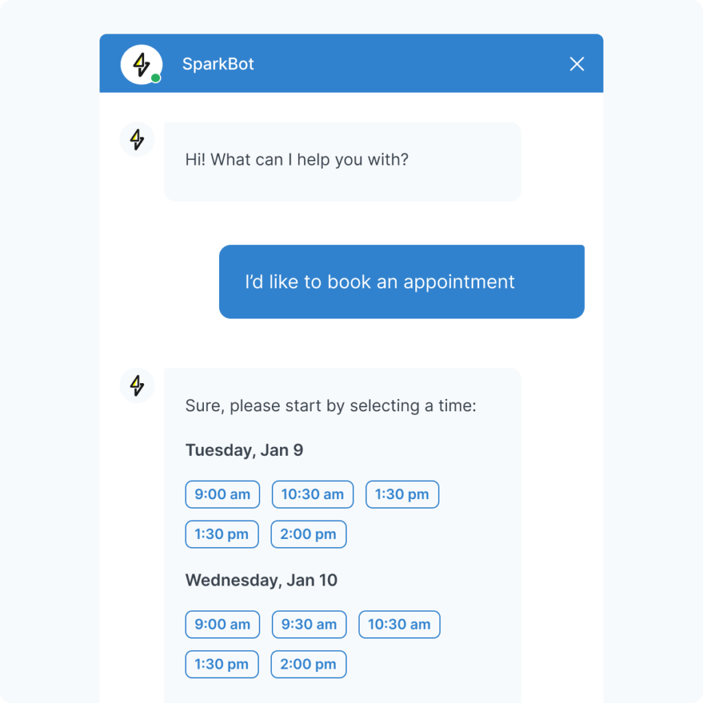 Real Estate AI Chatbot provides 27/7 automated appointment scheduling